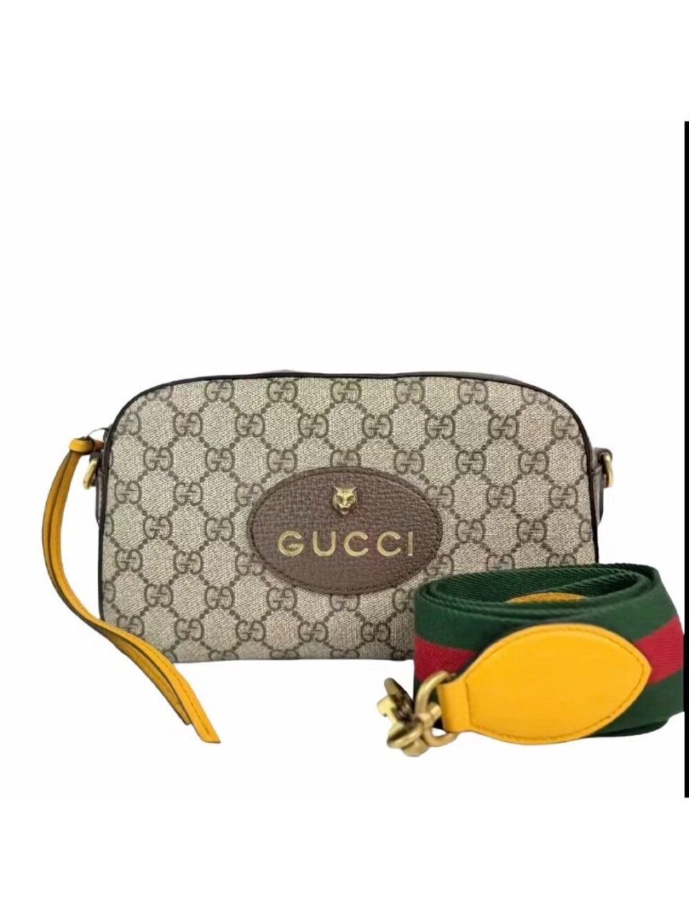 Gucci Neo Vintage GG Supreme Messenger Crossbody Bag Tiger Head 476466